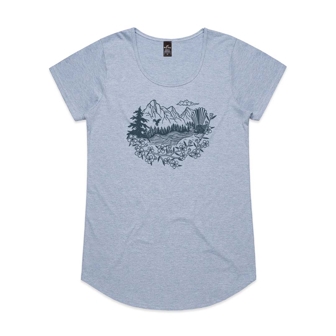 Fantail River Womens Blue Marle t-shirt