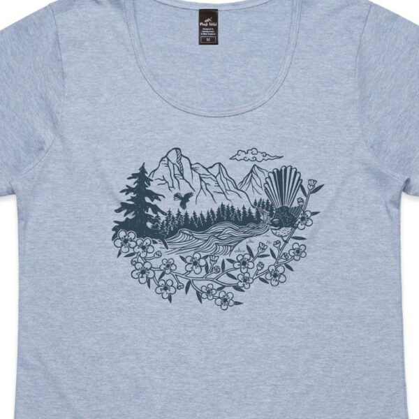 Fantail River Womens Blue Marle t-shirt