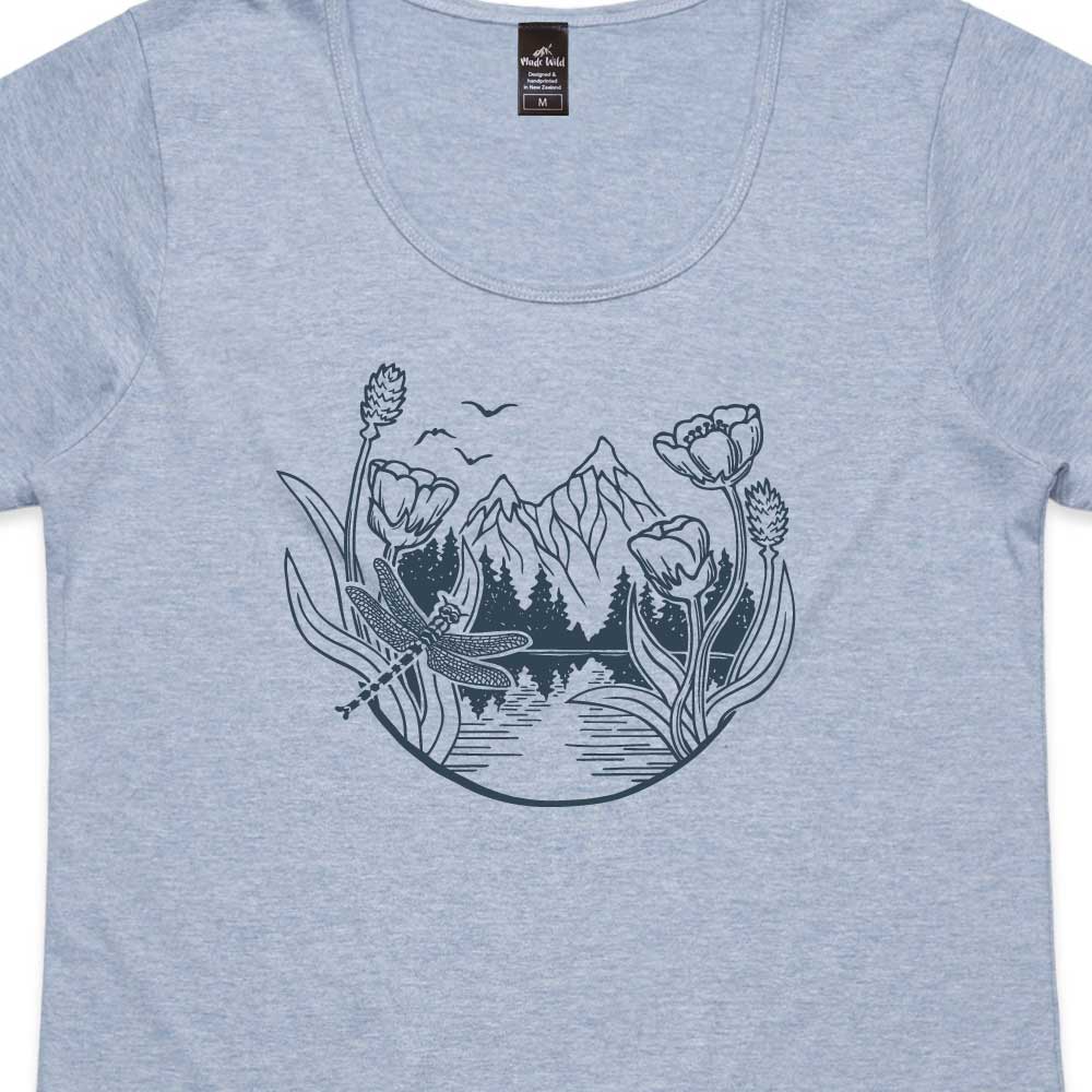 Mountain Dragonfly Womens Blue Marle t-shirt