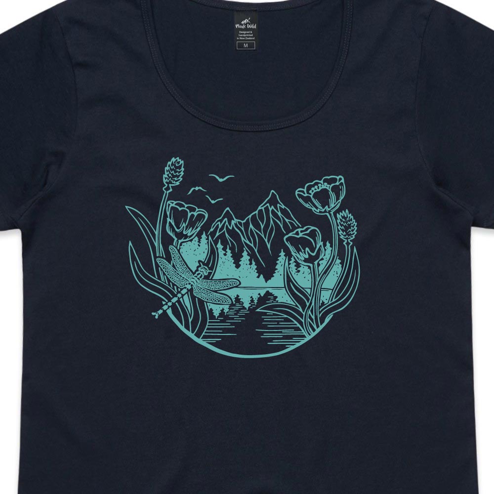 Mountain Dragonfly Womens Navy t-shirt