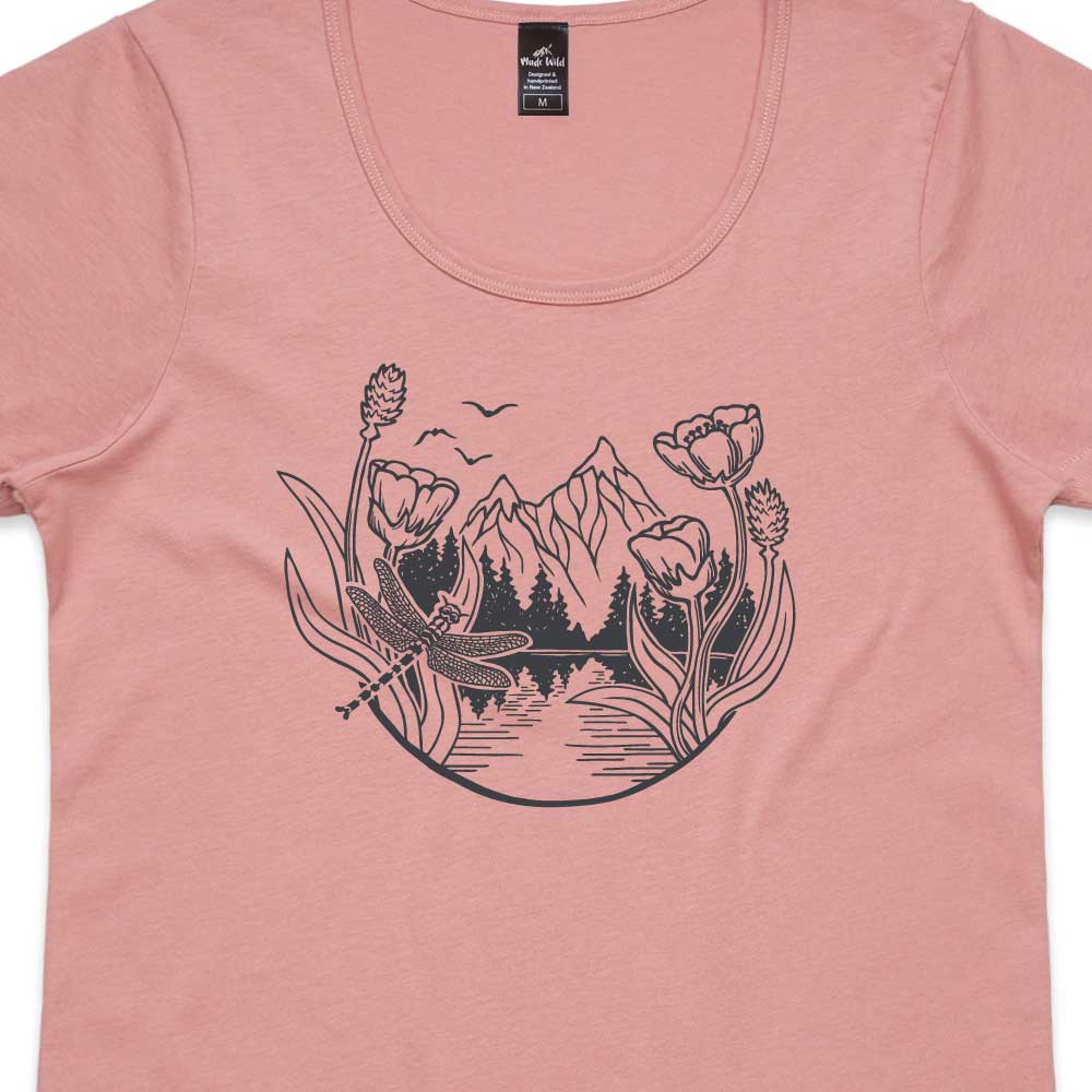 Mountain Dragonfly Womens Rose t-shirt