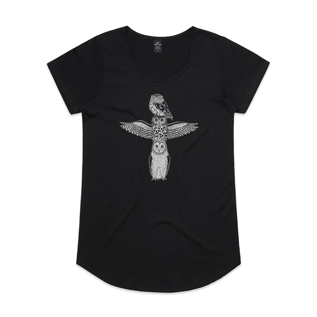 Owl Totem Womens Black t-shirt