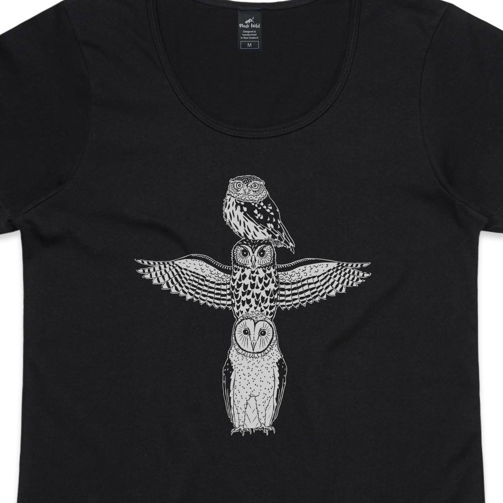 Owl Totem Womens Black t-shirt