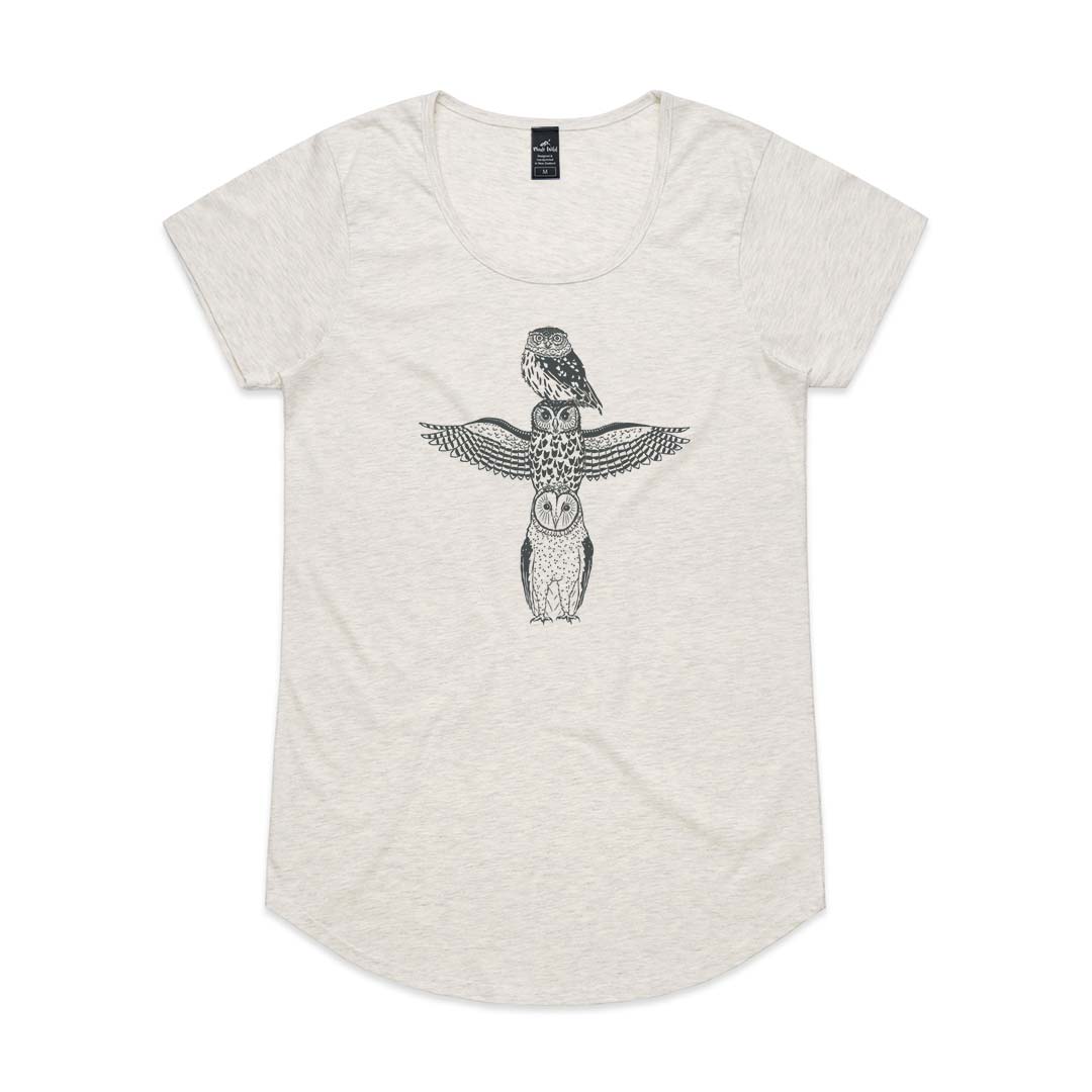 Owl Totem Womens Oatmeal Marle t-shirt