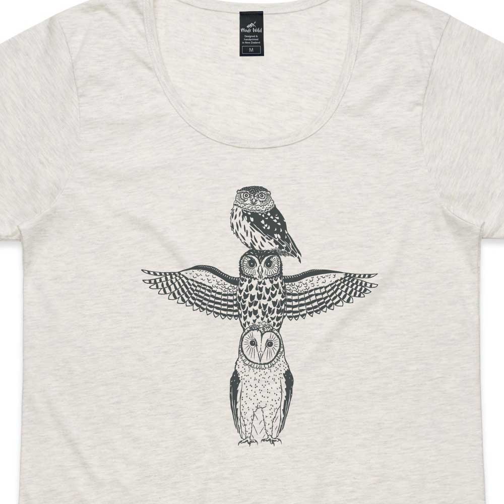 Owl Totem Womens Oatmeal Marle t-shirt